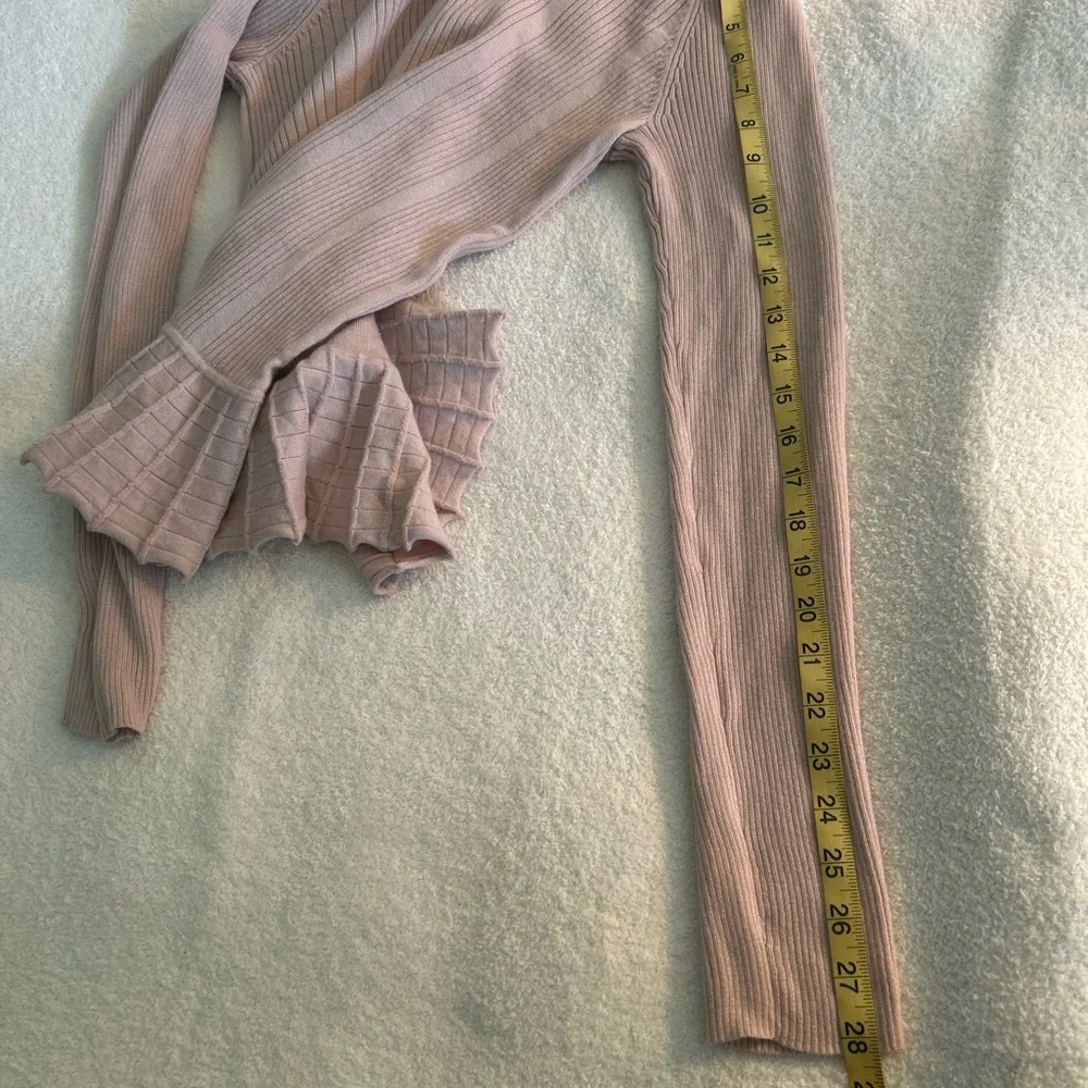 Tory Burch Ribbed Ballet Pink Peplum Sweater Silk/Cashmere Blend Large - Picture 12 of 15